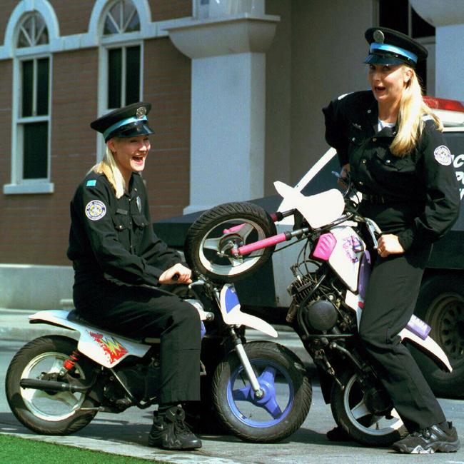 Jane Harman and Robyn Menzies in action during scene from 'police academy' show