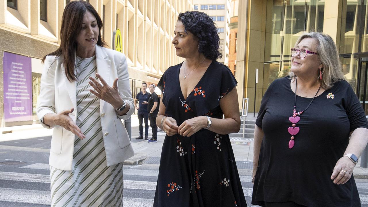 Adelaide City councillor Mary Couros, Adelaide Hills councillor Louise Pascale and Former Alexandrina councillor and current ALGWA SA president Bronwyn Lewis. Picture: Brett Hartwig