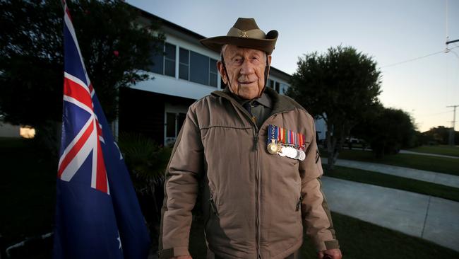 WWII veteran Henry ‘Corky’ Caldwell at his Minnie Water home on the NSW North Coast. Picture: Nathan Edwards