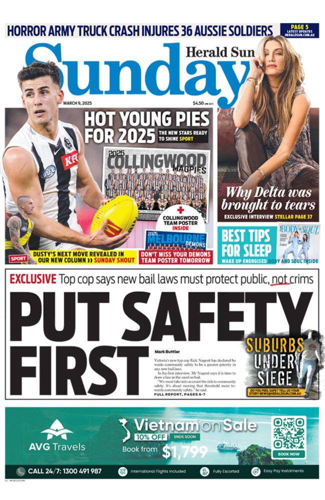 Herald Sun front page March 10.