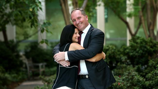 Barnaby Joyce with his wife Natalie at Parliament House in Canberra.