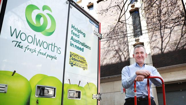 Woolworths CEO Brad Banducci at their Sydney offices with a delivery truck for the retailer's full year results. Picture: John Feder