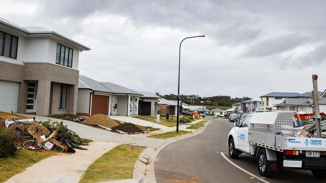 New houses still under construction could be demolished to make way for the Bruce Hwy upgrade north of Brisbane. Picture Lachie Millard