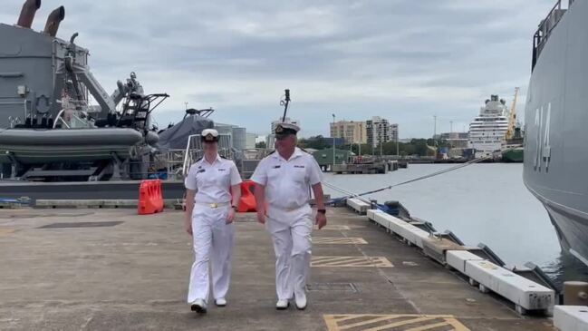 HMAS Cairns Lt Commander Jessica O'Brien and Lt Commander Alan Jenkins discuss navy Week 2023. Video: Catherine Duffy, Cairns Post