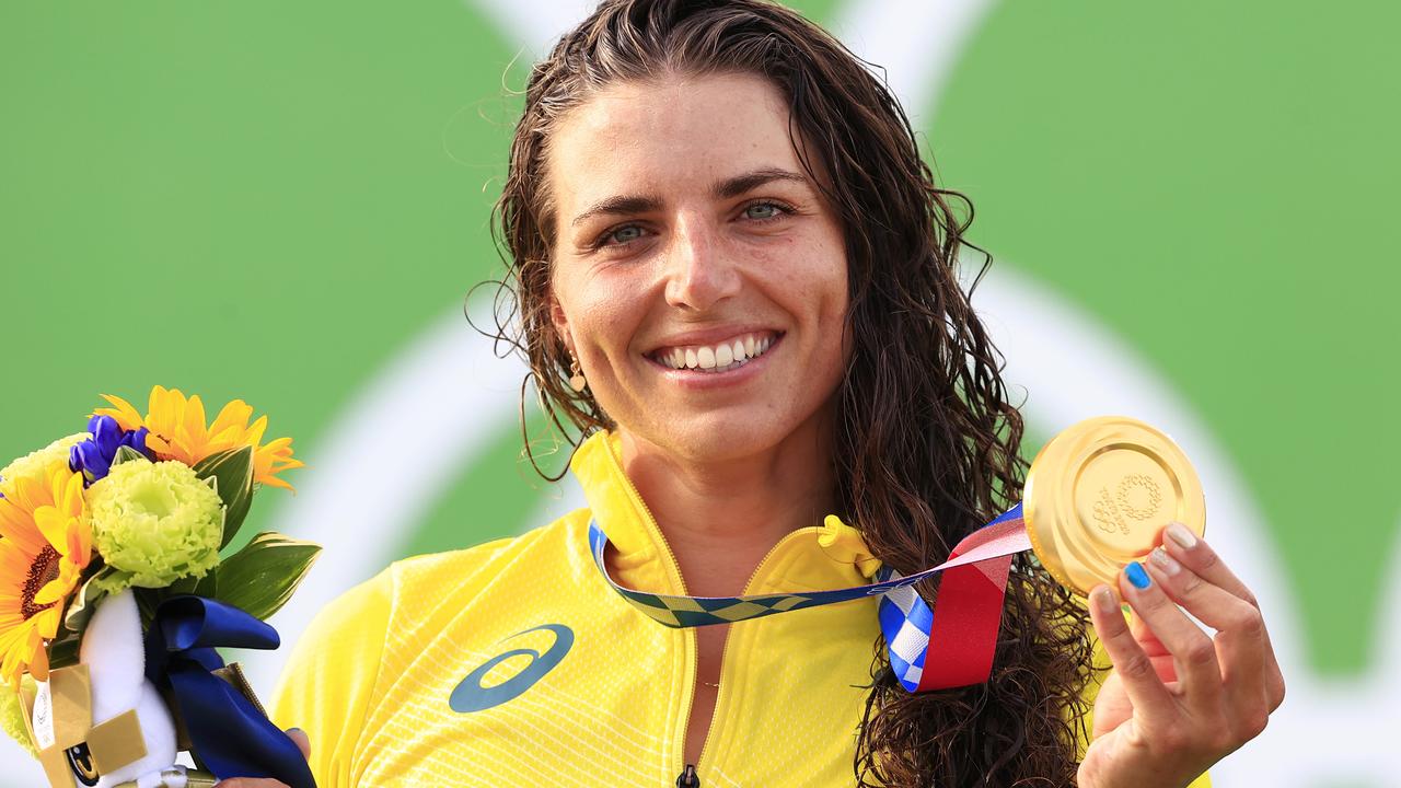 Australia's Jess Fox wins gold in the Women's Canoe Finals at the Kasai Canoe Slalom Centre at the Tokyo 2020 Olympics. Pics Adam Head