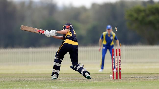 Eliza Thompson is bowled. Picture: Sue Graham