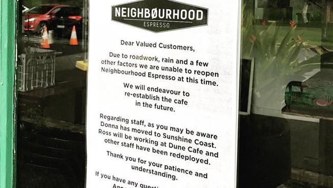 Neighbourhood Espresso announced its shock closure on Facebook this morning.