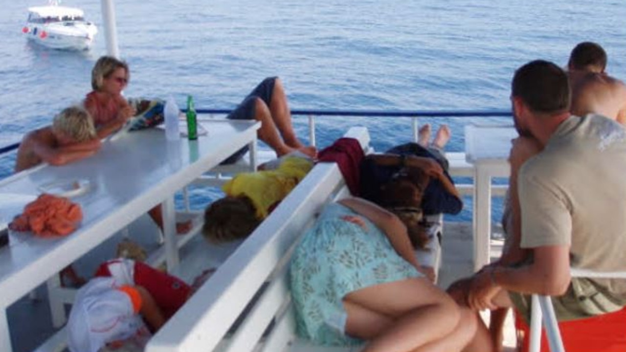 Inside their dive boat that went out to deeper water. Picture: Supplied