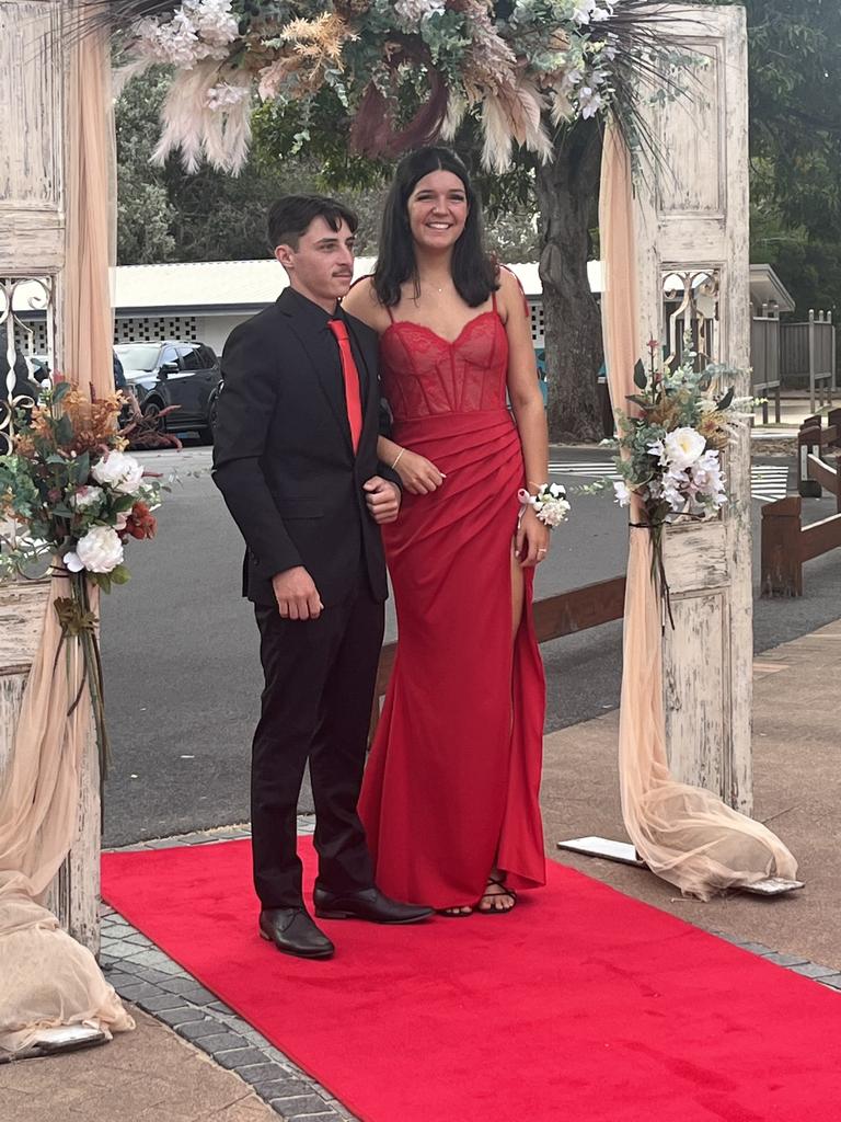Jaidason Parry arrives at the Hervey Bay High School formal with partner.