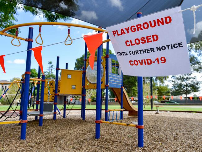 Empty playgrounds around Adelaide due to the Coronavirus, March 30, 2020. Playground in Howard Florey Reserve, Parkside. (Photo: AAP/Brenton Edwards)