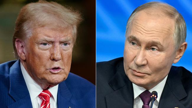 President Donald Trump and Russia's President Vladimir Putin. Pictures: Elijah Nouvelage and Alexander Nemenov / AFP.