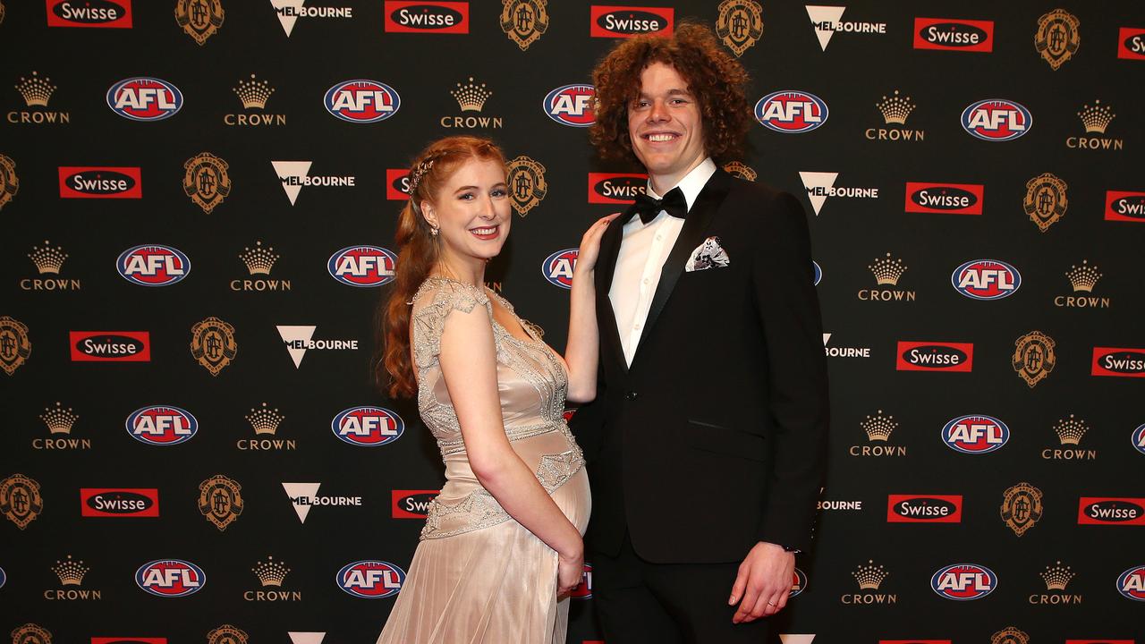 Brown and his wife, Hester, at the 2018 Brownlow Medal. Picture: Michael Klein