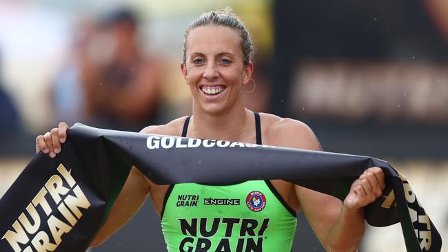 Georgia Miller celebrates winning round five of the last series at Kurrawa Beach in February.