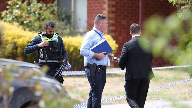 Police at the scene on Saturday morning. Picture: NewsWire/ David Crosling