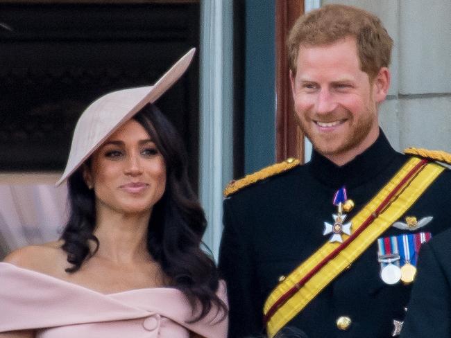 The royal family celebrating Trooping the Colour 2018, marking the queen's 92th birthday. 09 Jun 2018 Pictured: Catherine Duchess of Cambridge with Prince Harry and Meghan Duke and Duchess of Sussex. Photo credit: MEGA  TheMegaAgency.com +1 888 505 6342