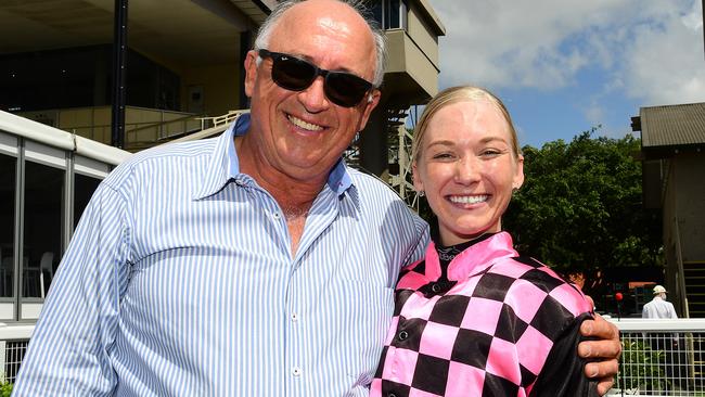 Leading Queensland trainer Rob Heathcote alongside star jockey Leah Kilner. Picture: Grant Peters, Trackside Photography