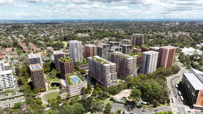 $1.9b plans have been unveiled to construct a ‘vertical village’ in Ryde. Picture: BVN Architecture