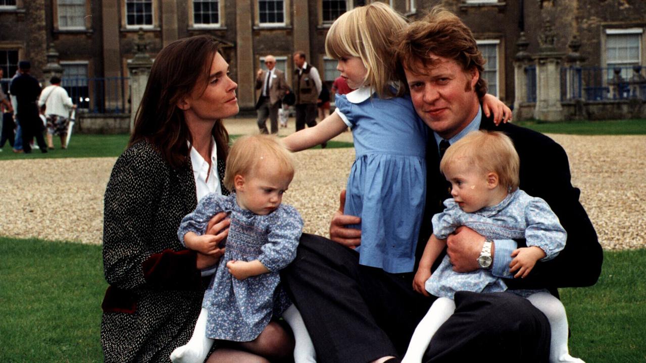 Earl Spencer with wife Victoria and children Kitty, 2 and twins Eliza and Katya on their Northamptonshire estate in 1993.