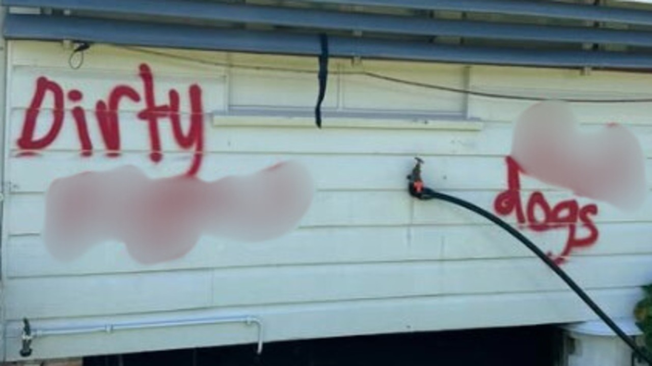 Racist graffiti brazenly applied during the day has been slammed by authorities as not acceptable. (Photo: Facebook)