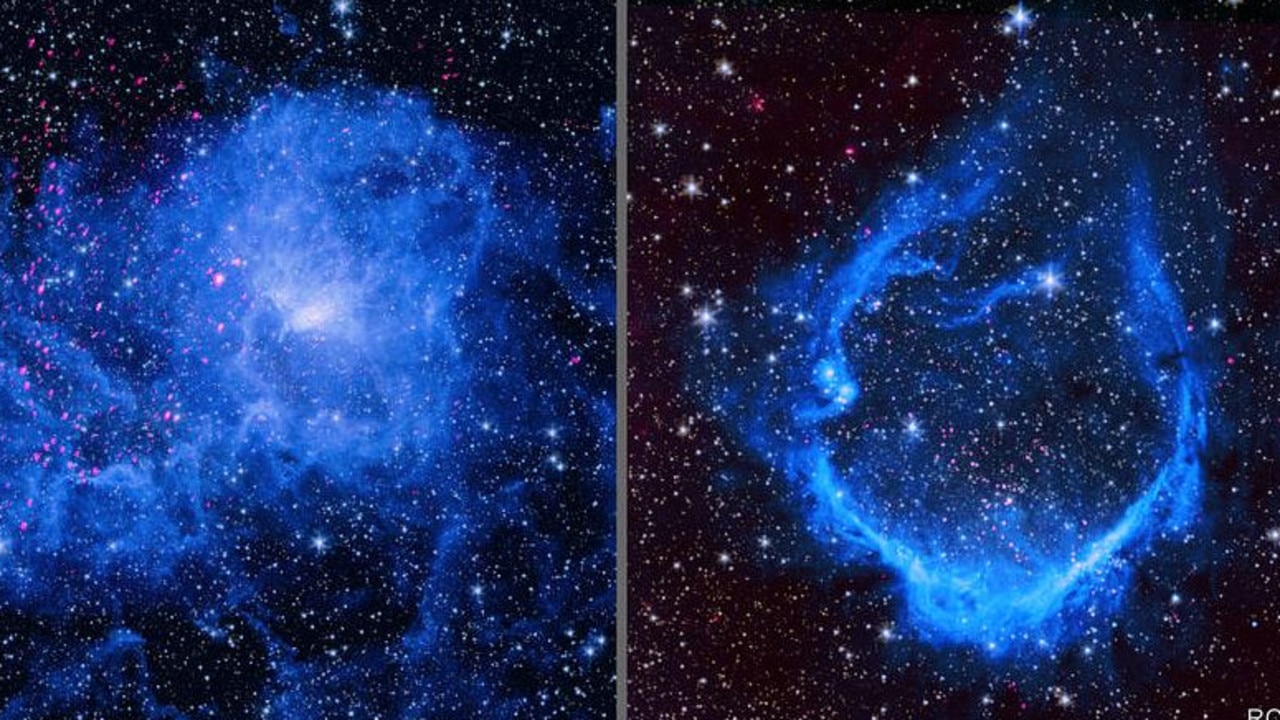 These two images contain some of the thousands of stars from a new survey by NASA's Chandra X-ray Observatory. Picture: NASA