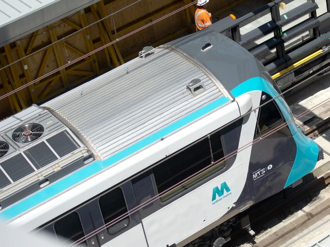 Australia's first driverless metro train is seen at Chatswood station. (AAP Image/Jeremy Piper)