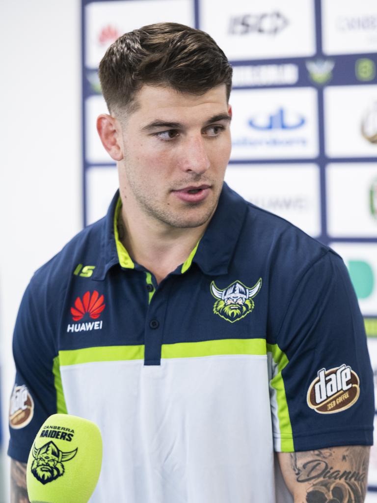 Curtis Scott speaks to reporters in Canberra. Getty Images.