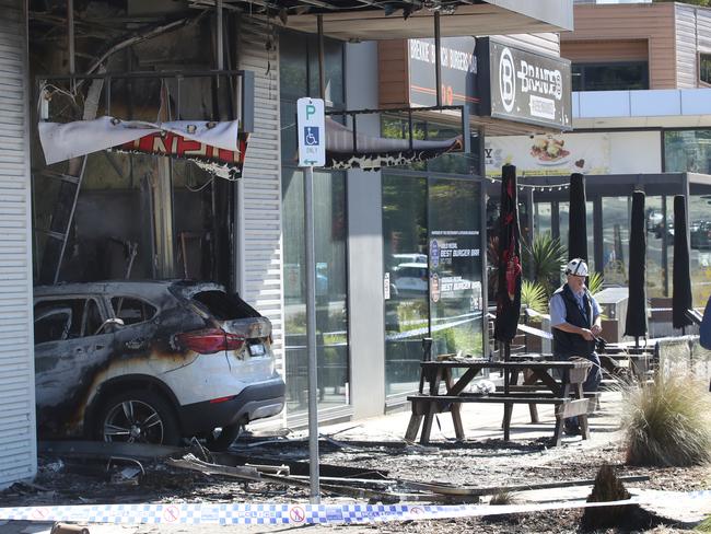 A car rammed into a tobacconist in Seville, one of the store’s targeted during the state’s illegal tobacco trade war. Picture David Crosling