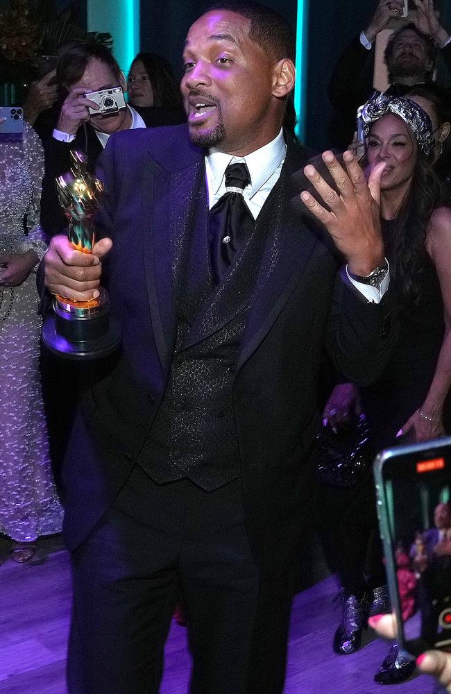 Will Smith was filmed busting out the moves at the 2022 Vanity Fair Oscar Party. Picture: WireImage.