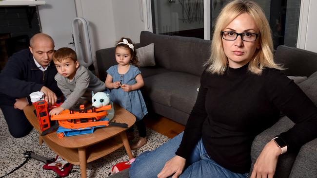 Radmila Kalimnakis with husband Peter and her kids Luca, 4, and Lola, 2. Picture: Nicki Connolly