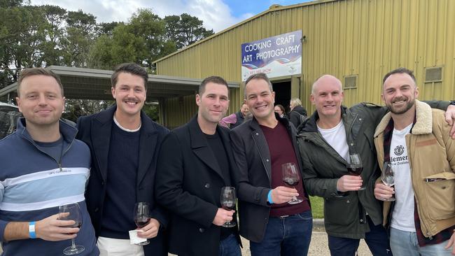 The festival was the perfect way to celebrate a boys weekend for Matt Smithson, Abbotsford, Sam Rogers, Adelaide, Joseph Ramsey, Armadale, Joel Mein, Mount Martha, John Roger, Prahran, Tom Phillips, Prahran. Picture: Lucy Callander