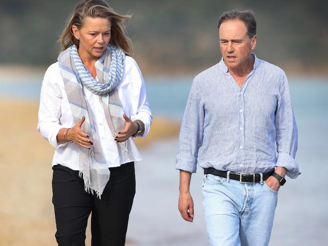 HOLD FOR SUNDAY PAPER!  Retiring Federal Minister for Health Greg Hunt for feature on end of his parliamentary career. Greg Hunt walks with his replacement Liberal candidate for Flinders Zoe McKenzie.                      Picture: David Caird