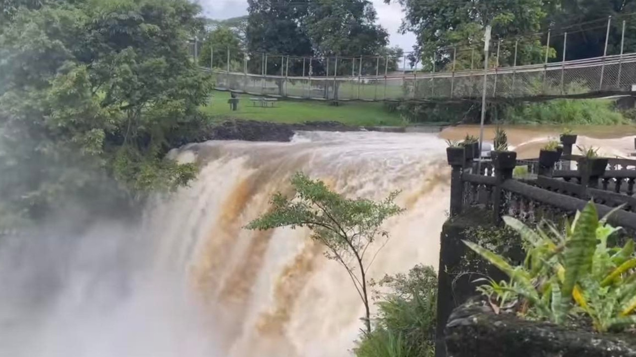 A trough which dumped more than 300mm of rain on parts of north Queensland overnight could move back south, bringing more rain for saturated areas. Photo: Paronella Park Facebook