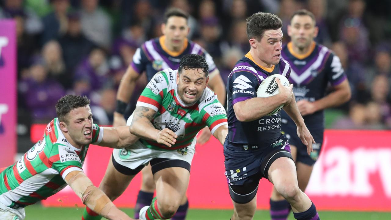 Brodie Croft was a standout for the Storm in their qualifying final win over the Rabbitohs. (AAP Image/David Crosling)