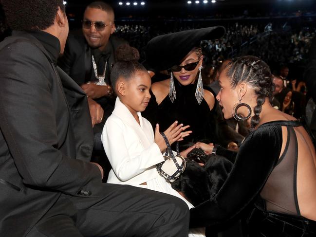 Jay-Z, NAS, Blue Ivy, Beyonce Knowles and Alicia Keys attend the 60th Annual GRAMMY Awards at Madison Square Garden on January 28, 2018 in New York City. Picture: Getty