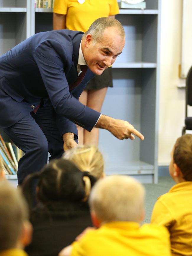 Education Minister James Merlino at Oberon South Primary School in Geelong. Picture: Alison Wynd