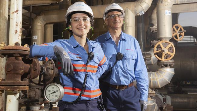 Laura Fortuna, with her father Manny Fortuna, says she loves her job. Picture: Simon Cross