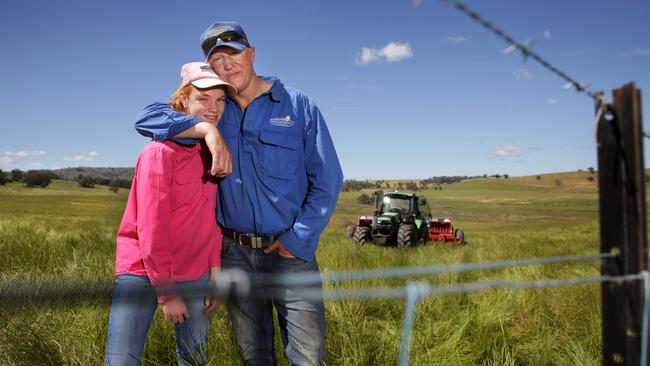 Phil English with his daughter Matilda, 13, on their farm near Mudgee. Picture: Dean Marzolla