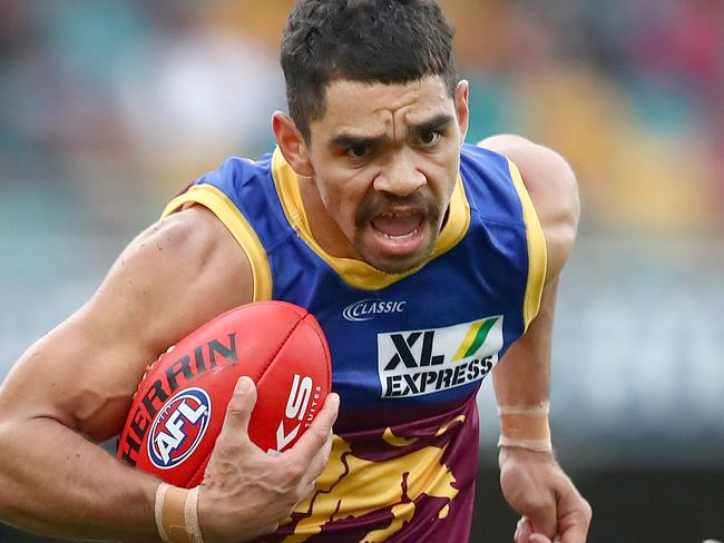 BRISBANE, AUSTRALIA - JUNE 28: Charlie Cameron of the Lions makes a run during the round 4 AFL match between the Brisbane Lions and the Adelaide Crows at The Gabba on June 28, 2020 in Brisbane, Australia. (Photo by Jono Searle/AFL Photos/via Getty Images )