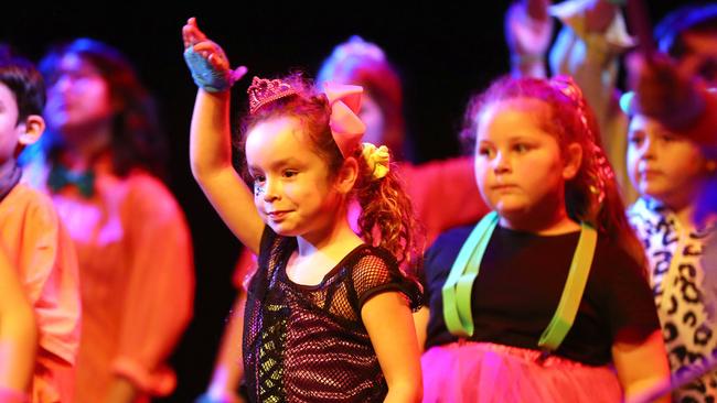 Wangala Primary School students performing at the Geelong Schools Music and Movement Festival. Picture: Alison Wynd
