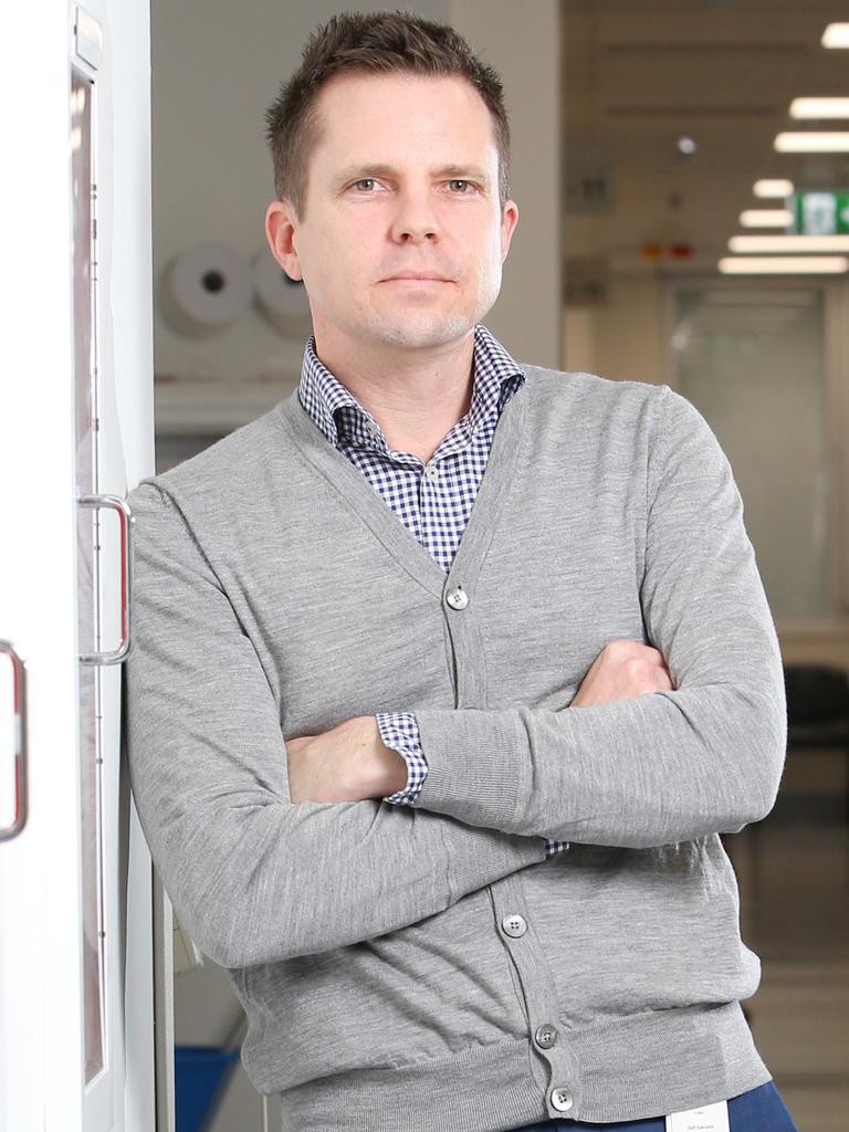 Dr Carl Lisec in the burns ward at RBWH. Picture: Steve Pohlner