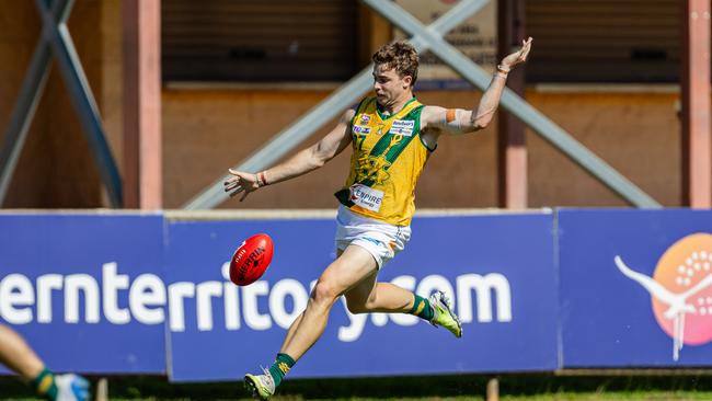 Kaelan Bradtke as St Mary's took on the Tiwi Bombers in the 2024-25 NTFL men's semi-final. Picture: Pema Tamang Pakhrin