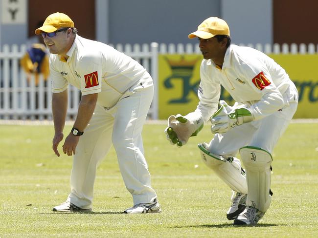 First Grade Cricket, Fairfield versus Penrith (batting) at Howell Oval at Penrith. Pictured (left) is Dean Attard.