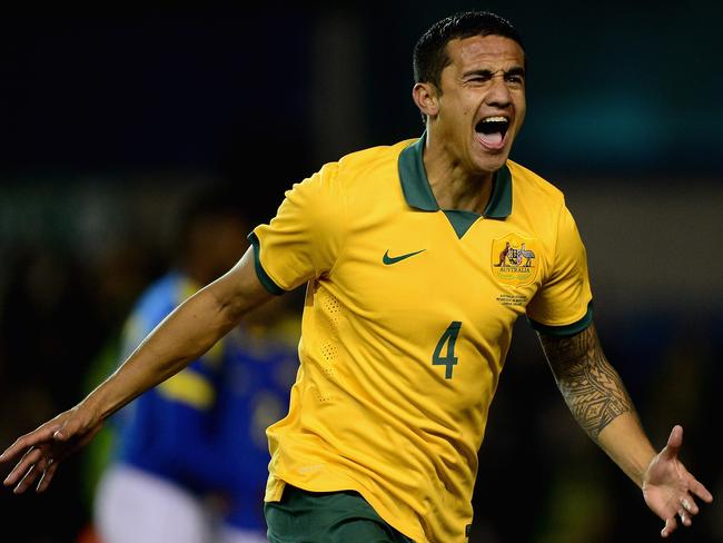 LONDON, ENGLAND - MARCH 05: Tim Cahill of Australia celebrates his goal during the International Friendly match between Australia and Ecuador at The Den on March 5, 2014 in London, England. (Photo by Jamie McDonald/Getty Images)