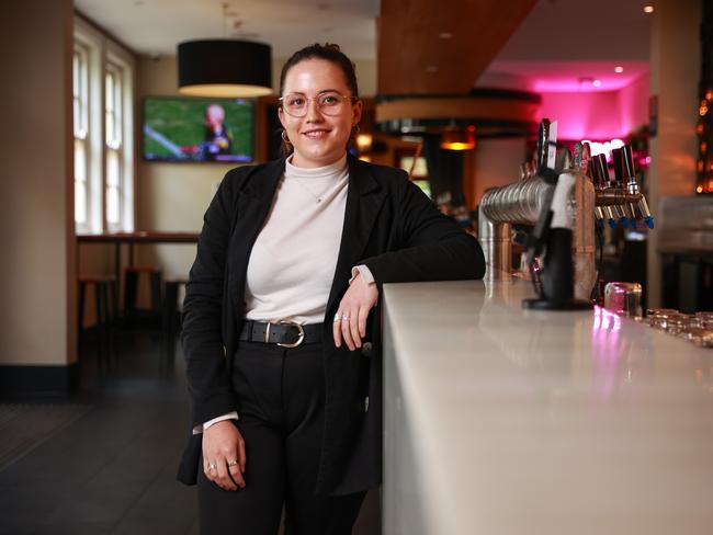 Crows Nest Hotel Licensee Bronte Williams says the cameras have helped staff identify self-excluded problem gamblers. Picture: Justin Lloyd