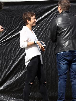 Tessa James and her husband Nate Myles on Cockatoo Island in Sydney.