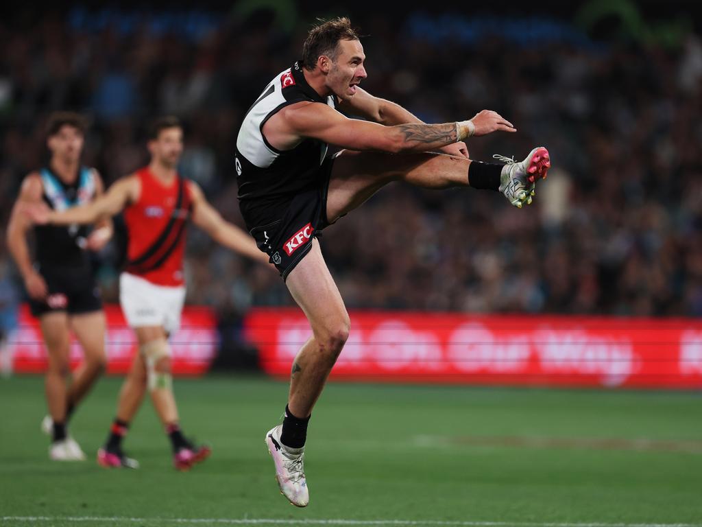 Jeremy Finlayson’s short-term future is up in the air after a homophobic slur during the game against Adelaide on Friday night. Picture: James Elsby/AFL Photos via Getty Images.