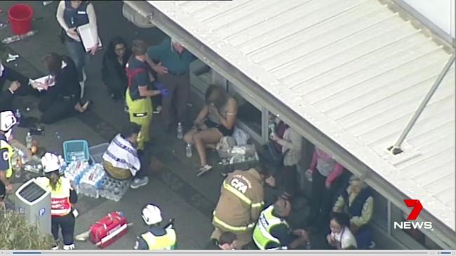 Dozens were injured after a man set himself on fire at a Commonwealth Bank in Springvale.