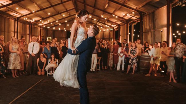 Mikayla and Josh Auld's wedding dance at Yorkeys Knob. Picture: Perspectives Photography