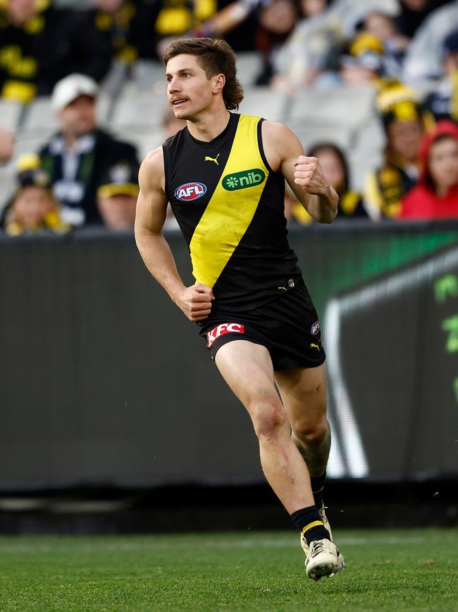 Could Liam Baker depart the Tigers this off-season despite captaining the club last week? Picture: Michael Willson/AFL Photos via Getty Images.