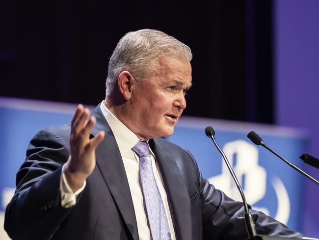 Santos chief executive Kevin Gallagher speaking at the Melbourne Mining Club on June 2, 2022. Picture – Supplied